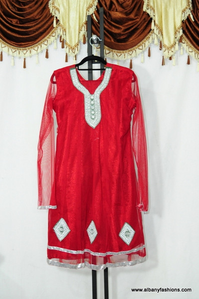 Red Designer Churidar Suit