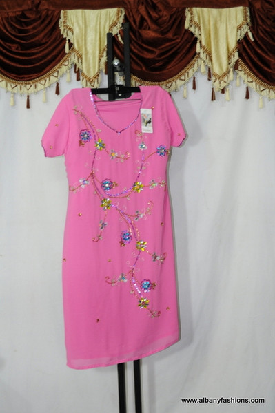 Pink Blue Green Chumki Flower Suit
