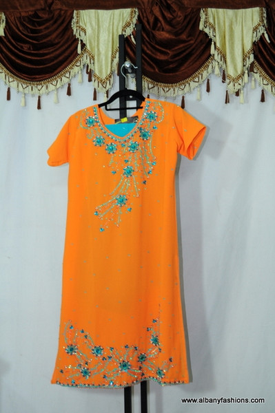Orange Blue Chumki Churidar Suit