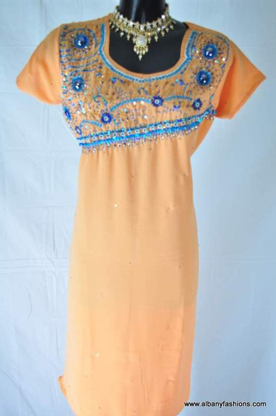 Orange and Blue Churidar Suit