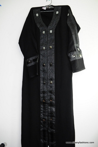 Black Fancy button Abayas / Jilbabs / Hijabs / Indian Burka