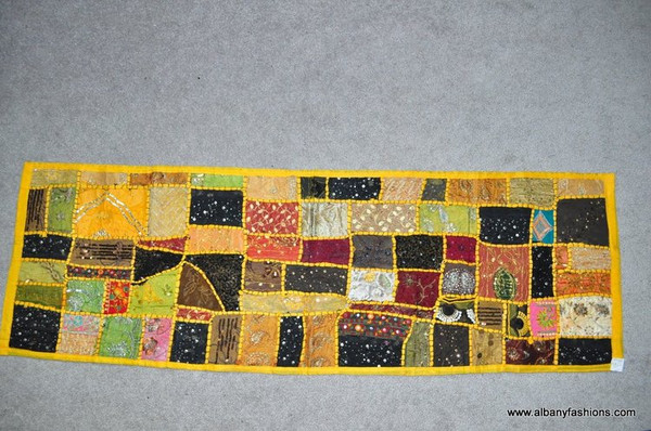 Indian Wall Hanging - Rectangle - Yellow with Beads