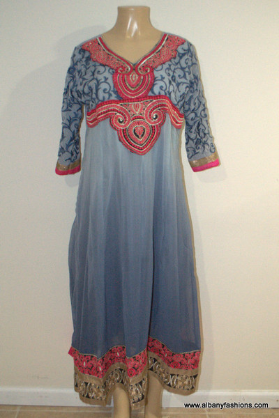 2887-Anarkali Churidar Suit-Blue