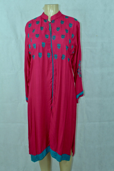 Hot pink kurti with cyan details