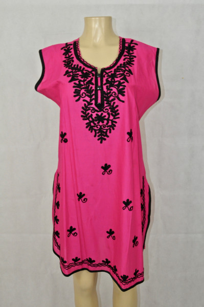 Pink kurti with black designs