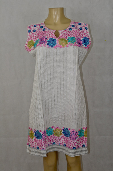 White Kurti with pink detailing