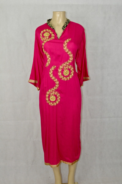 Pink kurti with gold detailing