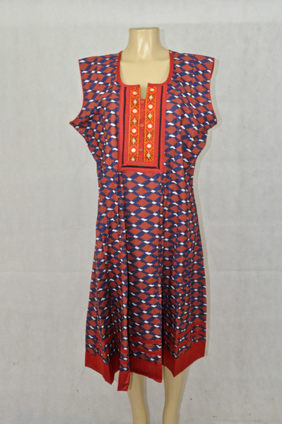 Blue on red kurti 