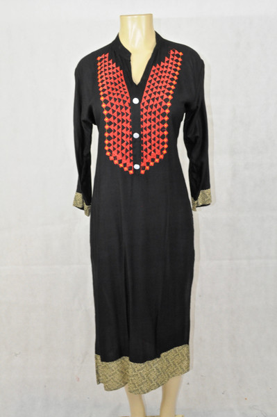 Black kurti with red design