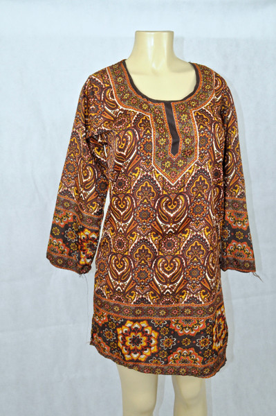 Brown colorful print kurti top