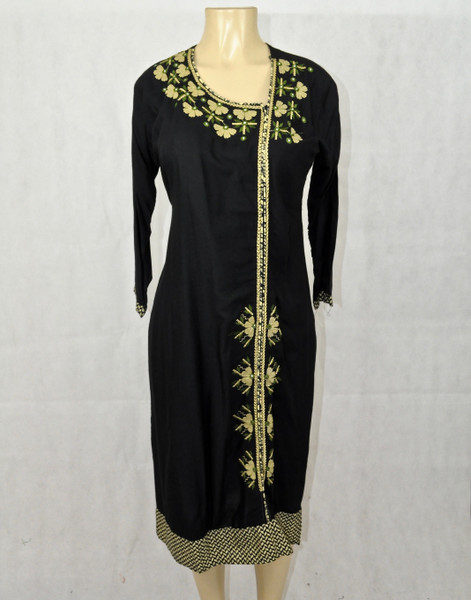 Black kurti with cream designs