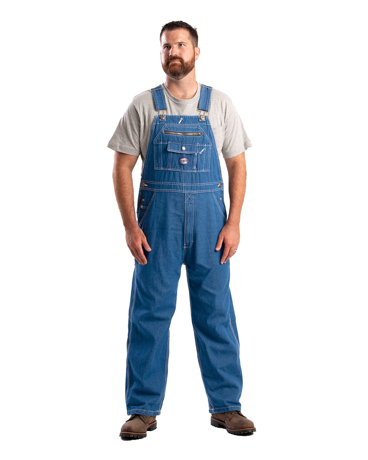 BERNE B913 Vintage Unlined Washed Denim Bib Overall - Safetywear.com