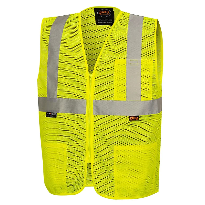 90's Daily Wear フィッシングベスト 杢マスタード Pioneer Fire-Resistant Poly Mesh Safety Vest | SafetyWear.com
