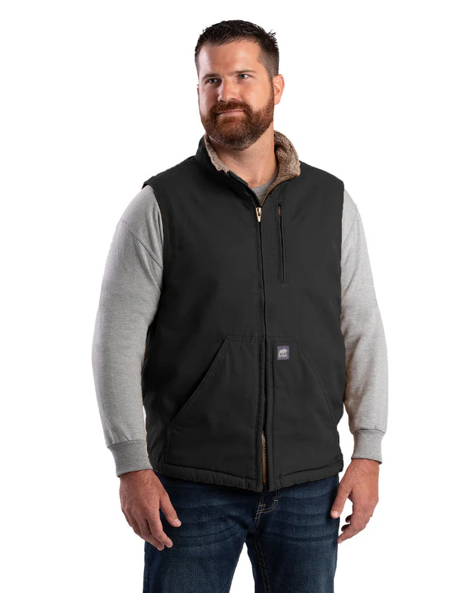 BERNE V818 Heartland Sherpa-Lined Washed Duck Vest | SafetyWear.com BERNE V818 Heartland Sherpa-Lined Washed Duck Vest | SafetyWear.com