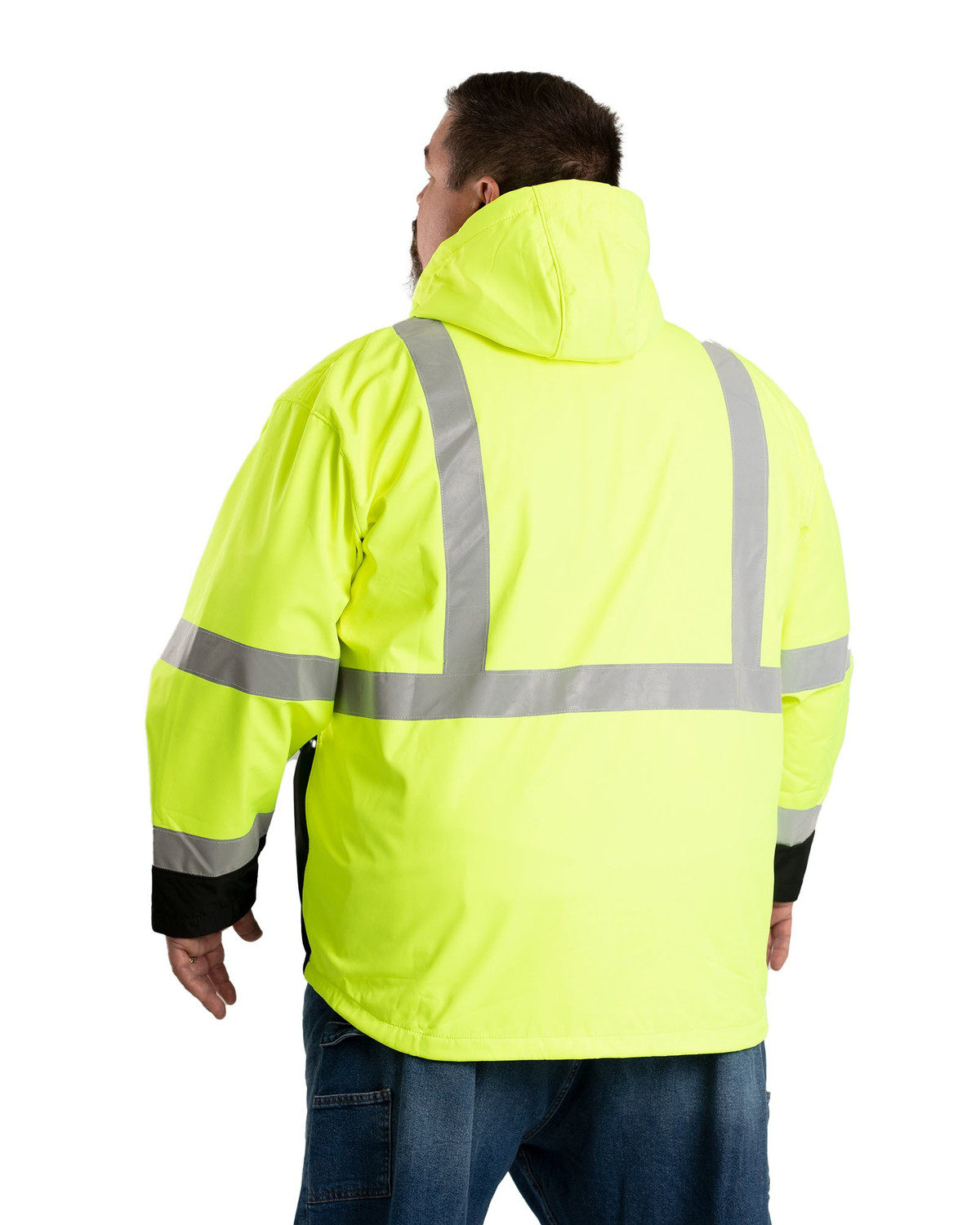 BERNE HVJS206 Hi Vis Class 3 Hooded Softshell Jacket - Safetywear.com