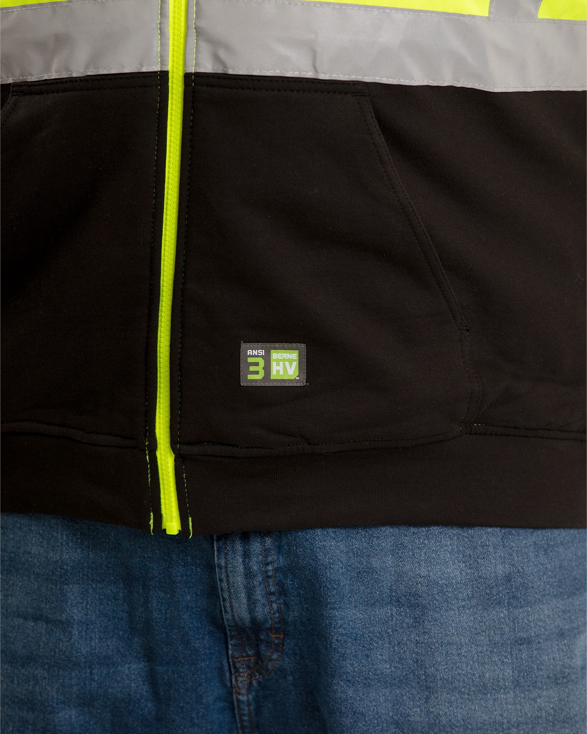 BERNE HVF023 Hi Vis Class 3 Color Block Hooded Sweatshirt