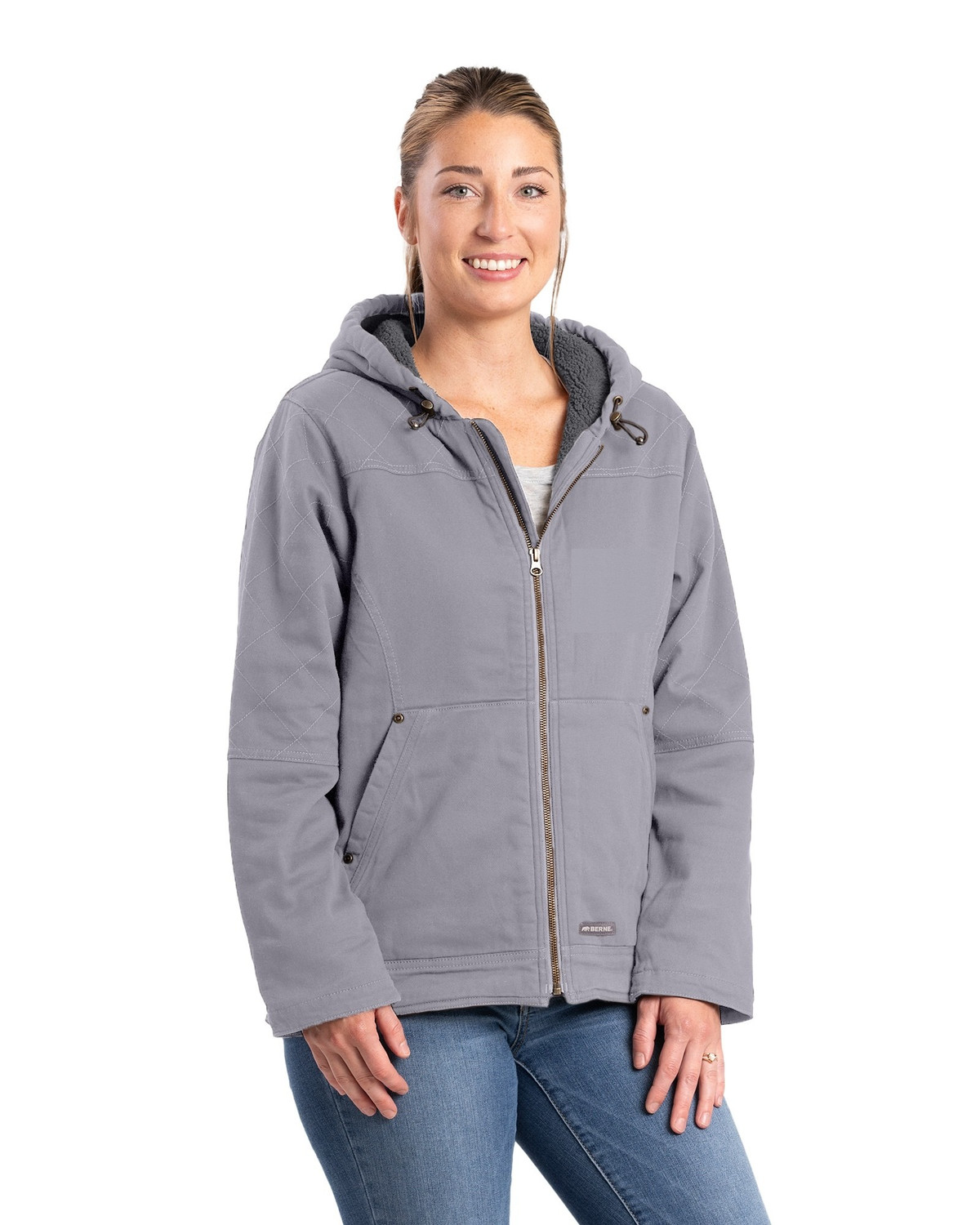 BERNE WHJ48 Women's Sherpa-Lined Twill Hooded Jacket - Safetywear.com