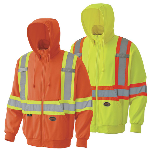 Pioneer V10605 Hi-Vis 7oz Micro Fleece Safety Hoodie | SafetyWear.com