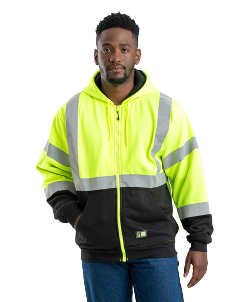 BERNE HVJS206 Hi Vis Class 3 Hooded Softshell Jacket - Safetywear.com