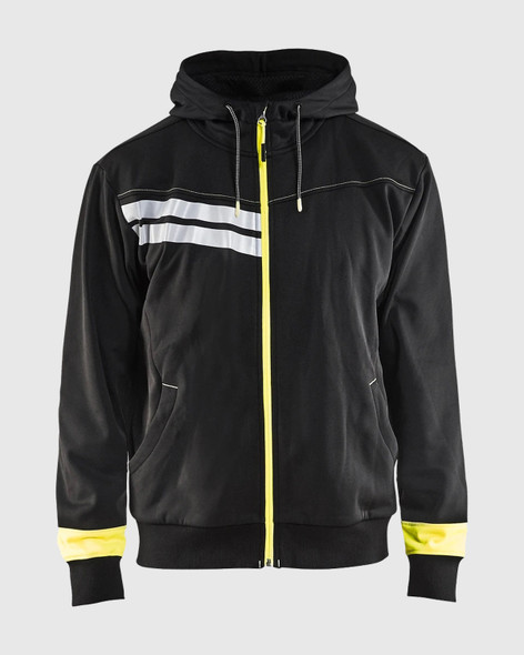 BLACKLADER 4958 Visibility Zip Hoodie | Black/ Hi-Vis Yellow