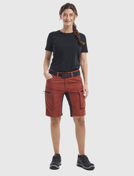 BLAKLADER 7174 Women's Service Shorts With Stretch | Burned Red/ Black