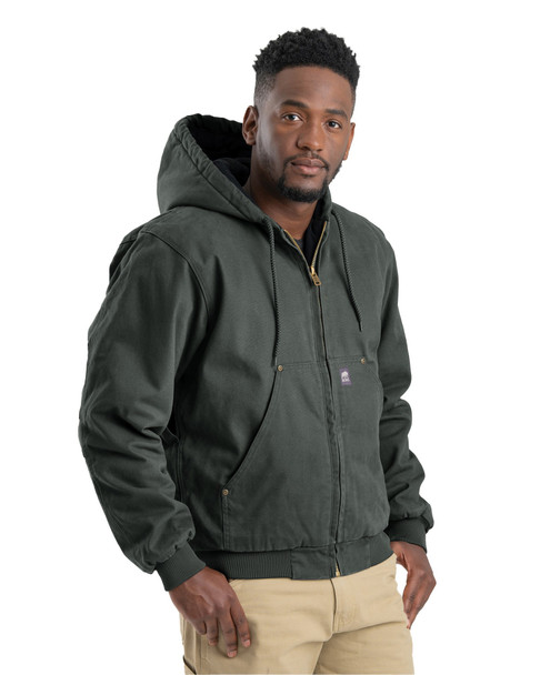 BERNE HJ375 Heartland Washed Duck Hooded Work Jacket | Moss