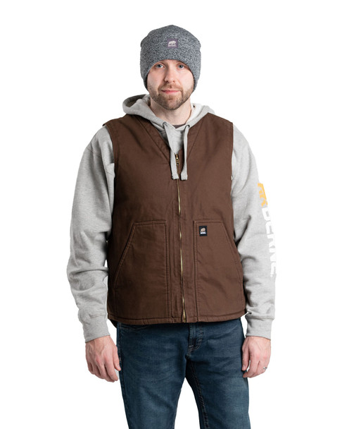 BERNE VW531 Heartland Sherpa-Lined Washed Duck V-Neck Vest
