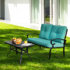 Patio Loveseat & Table Set with Cushioned Chair