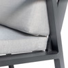 5 Piece Patio Dining Set with Cushions, Matte Charcoal Aluminum Frame, Imitated Teak Aluminum Tabletop