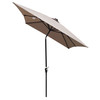 10 x 6.5 FT Rectangular Patio Solar LED Lighted Outdoor Umbrella with Crank and Push Button Tilt - Mushroom