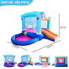 Elephant Inflatable Castle, Blue, Bounce House w/ Slide Ball Pool and 350W Air Blower