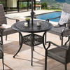 35.5" Patio Dining Table, Round Outdoor, Cast Aluminum with 1.88" Umbrella Hole