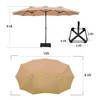 Patio Umbrella with Base, 15ft, Double-Sided with Crank, Beige