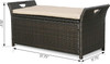 Wicker Storage Bench, Outdoor Rattan Deck Storage Box with Cushion