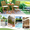 3 Piece Patio Folding Wooden Bistro Set w/ Cushioned Chairs