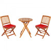 3 Piece Patio Folding Wooden Bistro Set w/ Cushioned Chairs