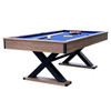 Excalibur - 7-ft Pool Table - Driftwood Finish with Blue Felt 