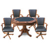 Kingston 48" Poker Table & Bumper Pool Combo Set with 4 Arm Chairs - Oak Finish