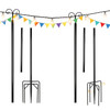  Outdoor String Light Poles with Top Arc Hook and 5-Prong Base - 2 Pack