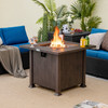 Square Fire Pit Table with Lid and Lava Rocks - 32"