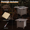 Square Fire Pit Table with Lid and Lava Rocks - 32"
