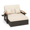 Outdoor Wicker Daybed with Folding Panels and Storage Ottoman