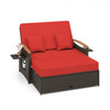 Outdoor Wicker Daybed with Folding Panels and Storage Ottoman