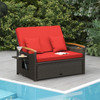 Outdoor Wicker Daybed with Folding Panels and Storage Ottoman