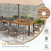 79", 8-Person Acacia Wood Dining Table with 1.9" Umbrella Hole and Adjustable Foot Pads
