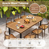 79", 8-Person Acacia Wood Dining Table with 1.9" Umbrella Hole and Adjustable Foot Pads