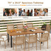 79", 8-Person Acacia Wood Dining Table with 1.9" Umbrella Hole and Adjustable Foot Pads