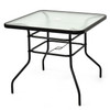 32" Tempered Glass Steel Frame Square Table