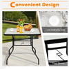 32" Tempered Glass Steel Frame Square Table