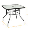 32" Tempered Glass Steel Frame Square Table